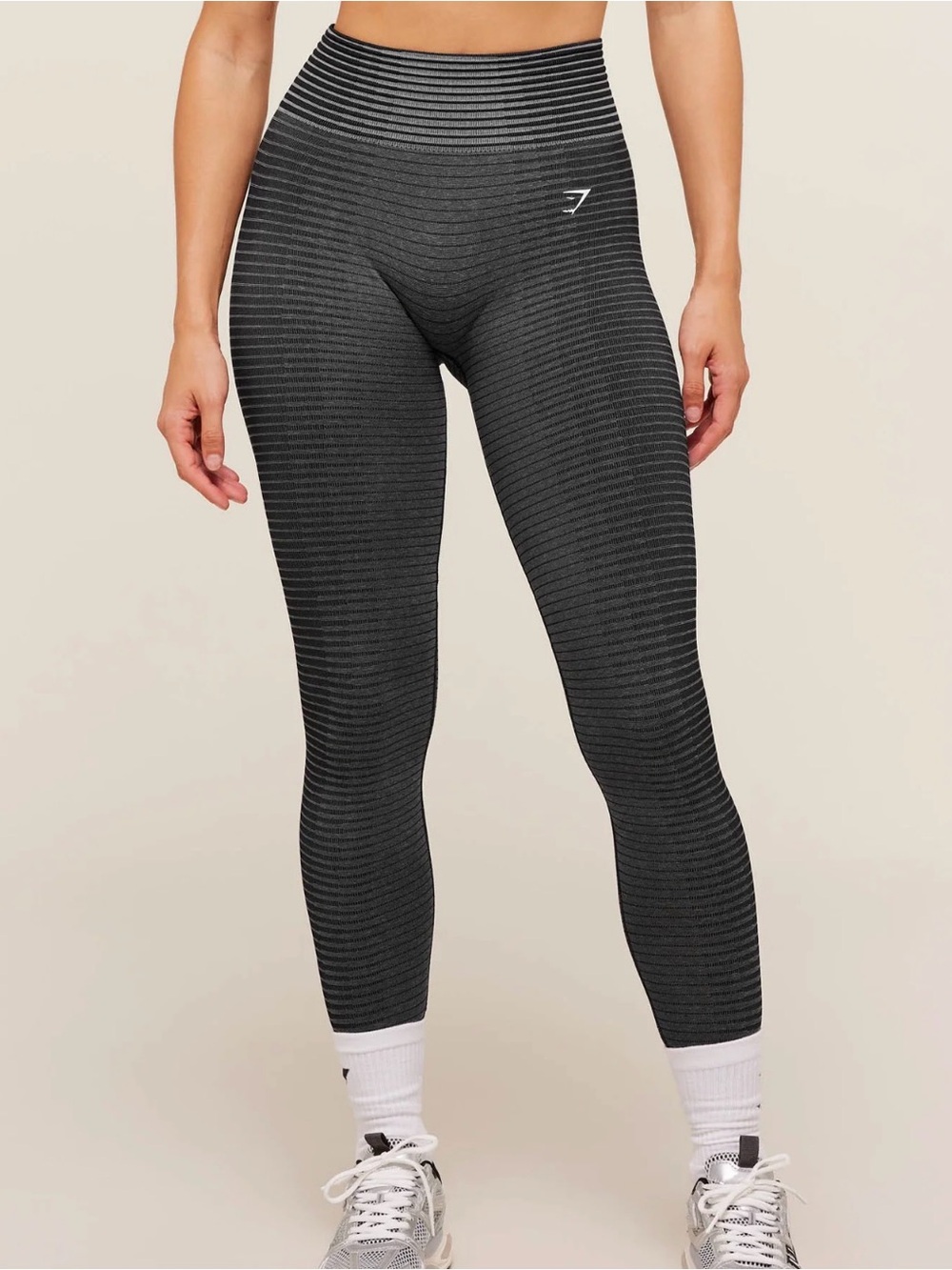 Gymshark Black Leggings with White Pinstripe Detailing